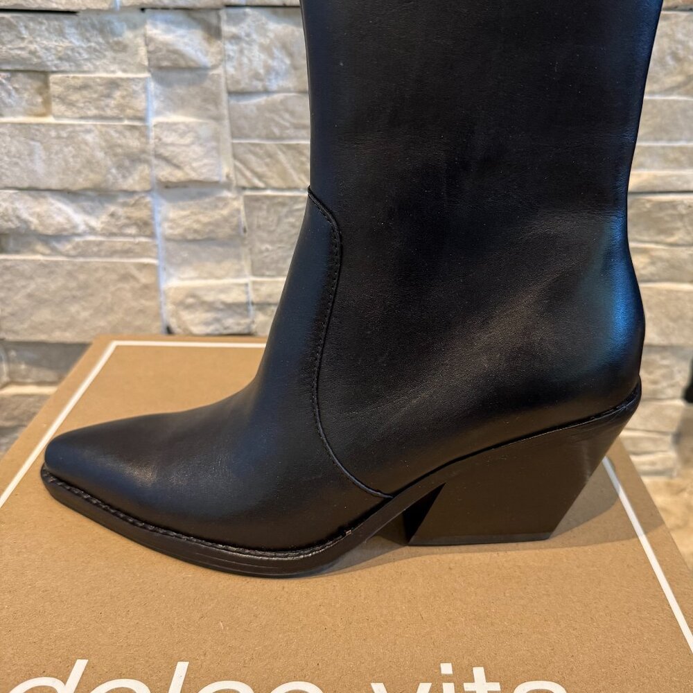 Dolce Vita Black Pointed Toe Wedge Ankle Boots